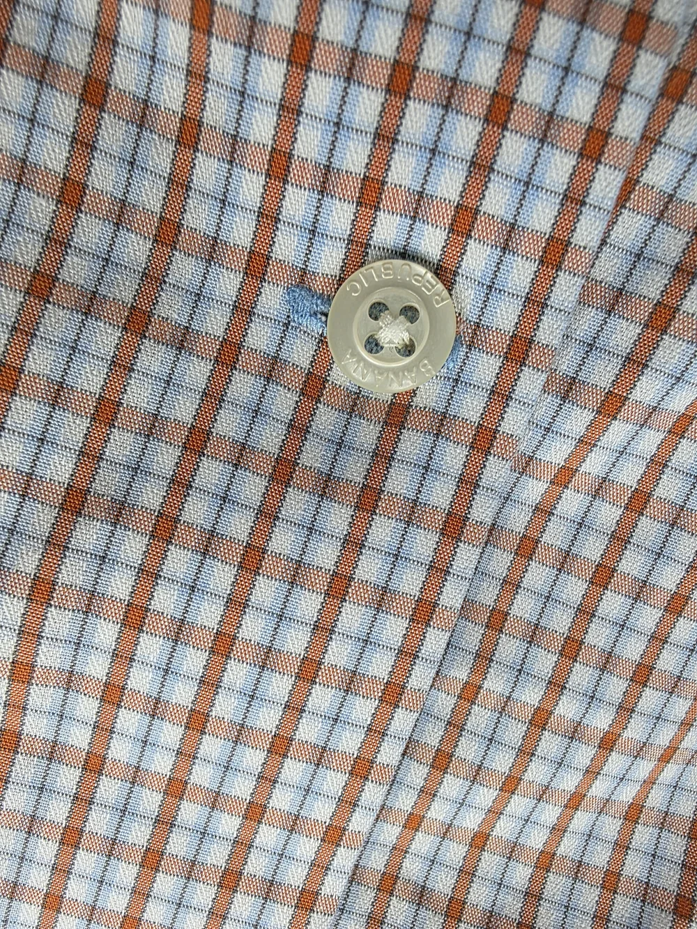 Banana Republic Grant Fit Non-Iron Dress Shirt Size XL Orange Blue Checkered